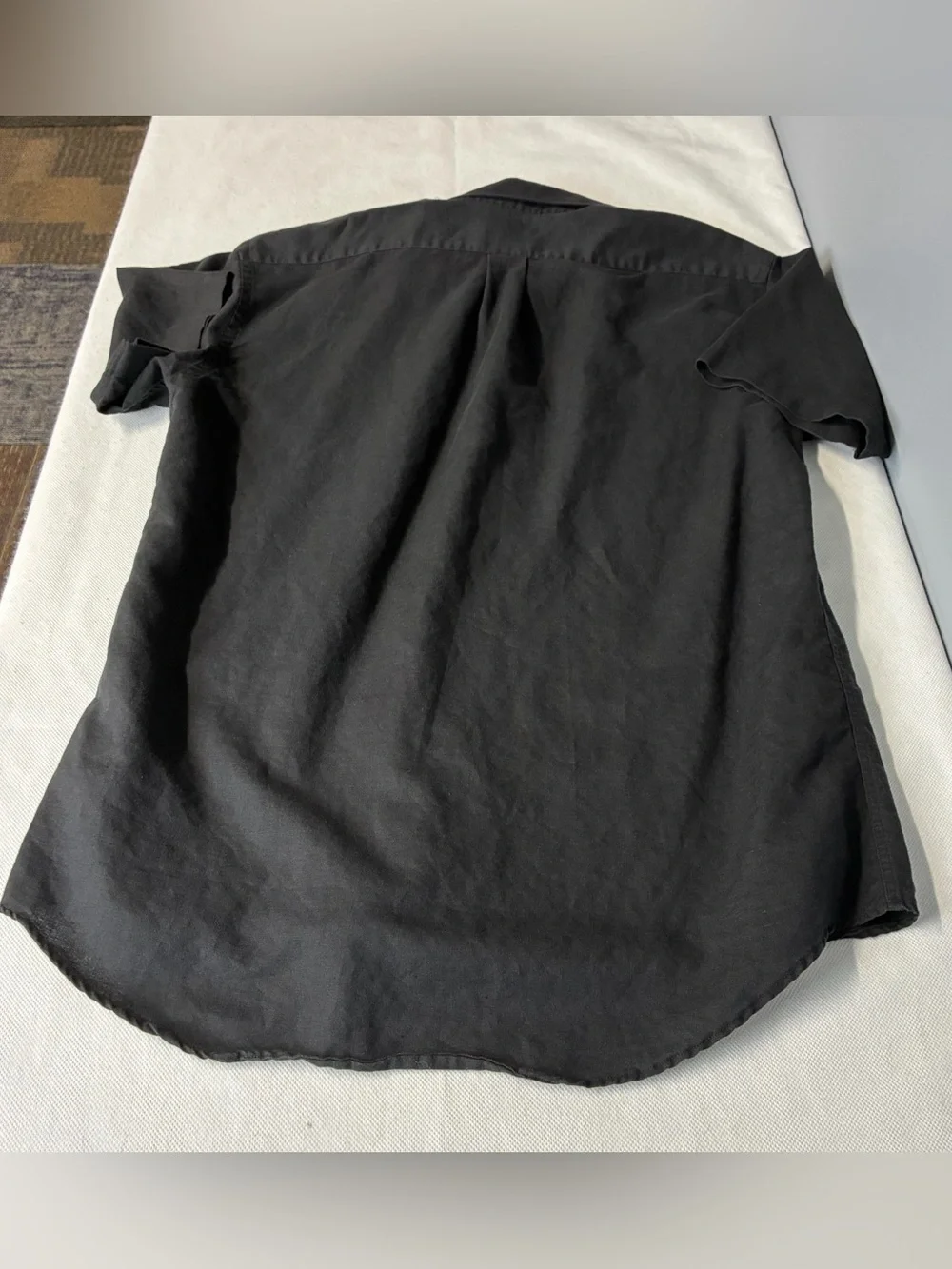 Stafford Relaxed Fit Mens Sz 16 Short Sleeve Shirt Black Button Up Casual Y2k